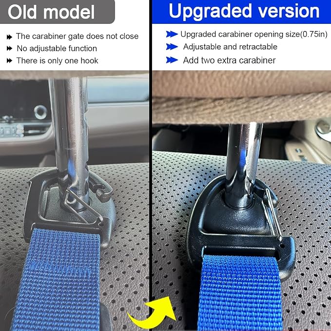 Car Headrest Hooks, Backseat Storage Organizer Hangers, Universal Vehicle Seat Back Hooks, 4 Pack (darkblue)