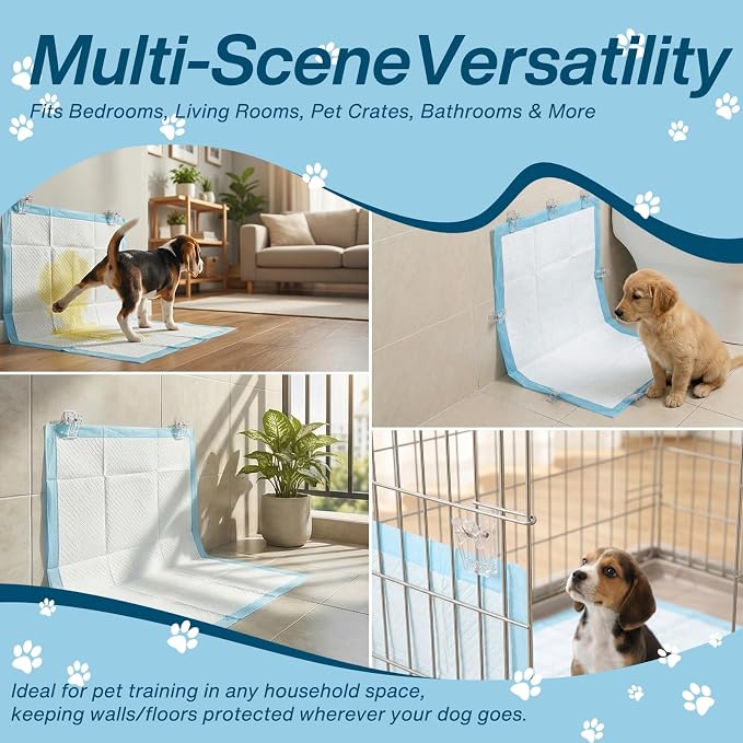 Dog Pee Pad Wall Holder Clips for Potty Training, Pee Pad Holder with Walls | 15 Pcs, Male Dog Leg Lifter, Protect Wall & Floor, Indoor, Strong Adhesive, Compatible with Many Sizes of Pee Pads