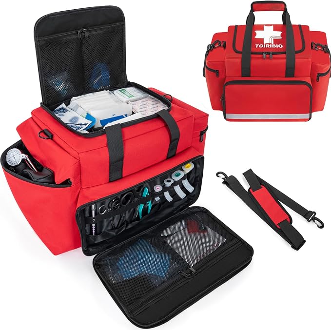 Professional Empty EMT First Responder Bag,20.5" x 13.8" x 12.2" Extra Large Trauma First Aid Carrying Bag for Paramedics and Emergency Supplies Kit,Medical for Business,Home,Outdoor