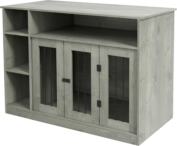 Dog Crate Furniture, 47" Indoor Dog Kennel and Pet Cage with Storage for Large and Medium Dogs, Furniture-Style Enclosure for Living Room or Bedroom, Gray