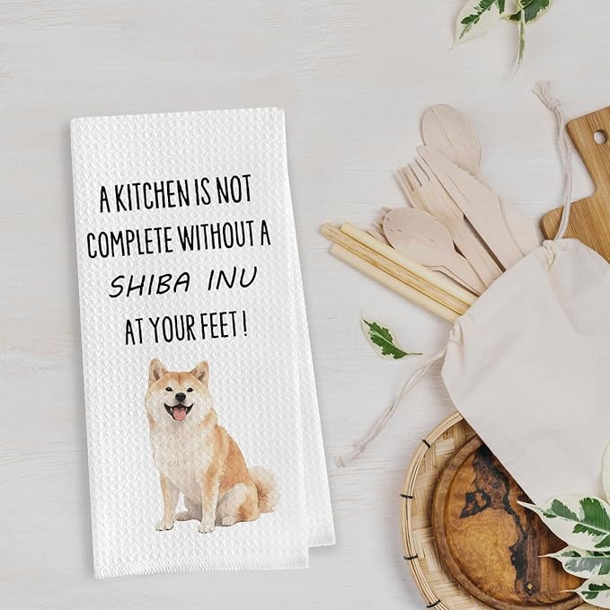 Shiba Inu Kitchen Towels - Funny Shiba Inu Gifts Waffle Weave Dish Towels, Gifts for Dog Lovers Decorative Hand Tea Towel, 16x24 Inch
