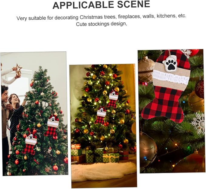FRCOLOR Christmas Gift Pouch for Pets Black Red Plaid Holiday Storage Bag for Candy Snacks Item Organization and Festive Decoration