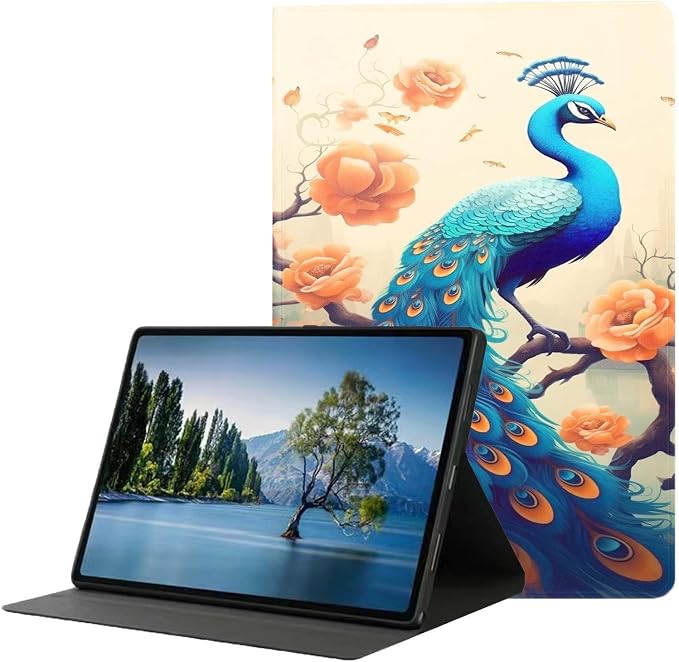 for Samsung Galaxy Tab E 9.6" Tablet Case 2015(SM-T560/T561/T565/T567),Premium Leather Folio Stand Auto Wake/Sleep,Multiple Viewing Stand,Floral Peacock