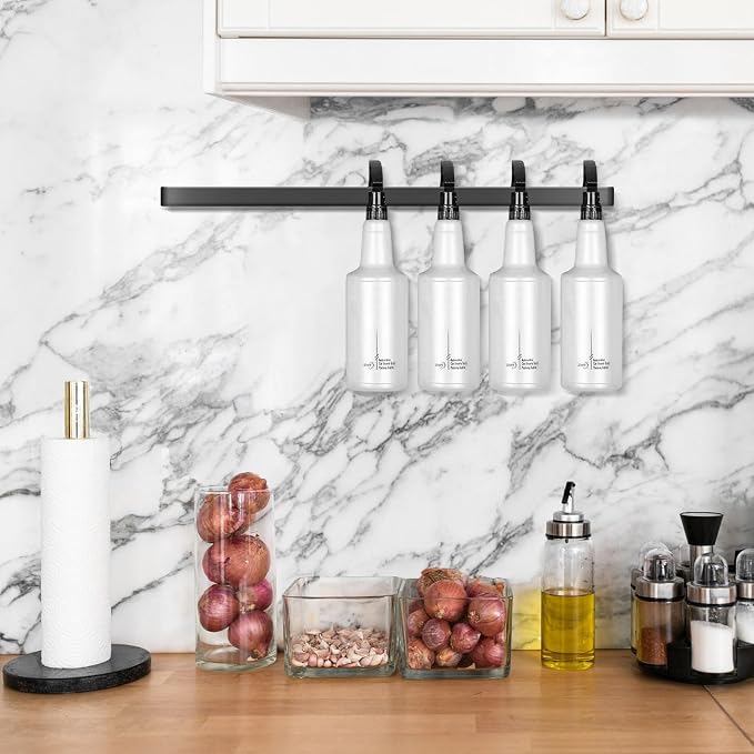 Harhana Spray Bottle Holder 14 Inches Slim Stainless-Steel Wall Mount Hanger for Spray Bottle