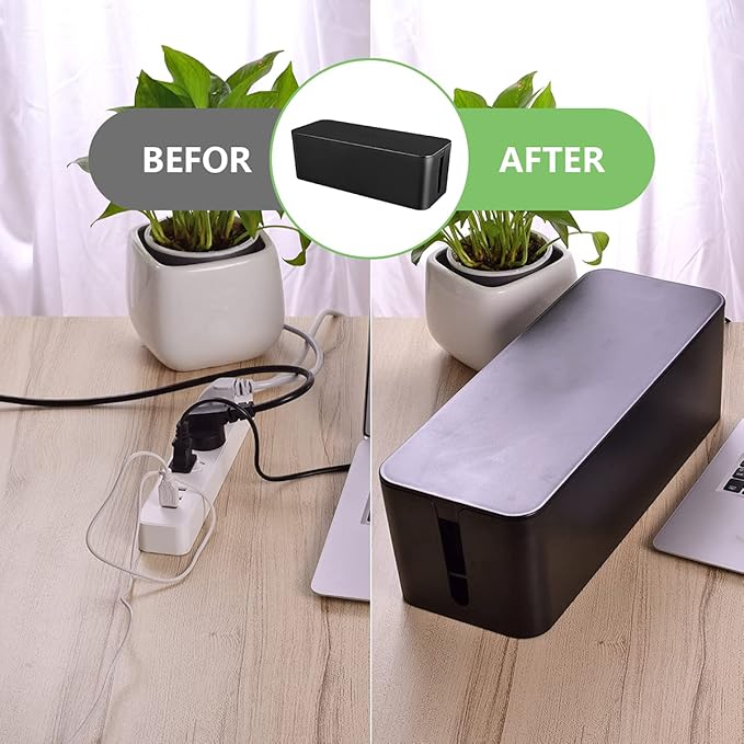 Cable Management Box, Large Cord Organizer Box to Hide Power Strip | Under Desk Cable Organizer, TV Computer Wires Cord Organizer, Cable Management Set, for Home/Office