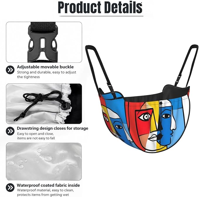 Cubist Face Car Seat Organizer-Backseat Storage Bag for Travel | Waterproof Durable. Holds Snacks Gear Essentials. Fits Most Cars.