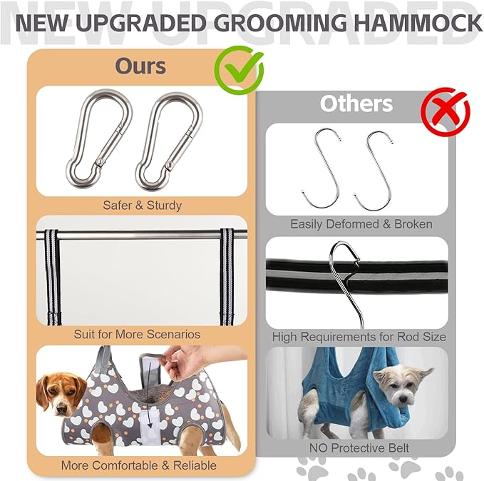 ATESON Dog Grooming Hammock for Small Dogs Cat, Dog Grooming Harness for Nail Trimming, Pet Grooming Hammock Sling for Cutting Nails with Nail Clippers, Nail File