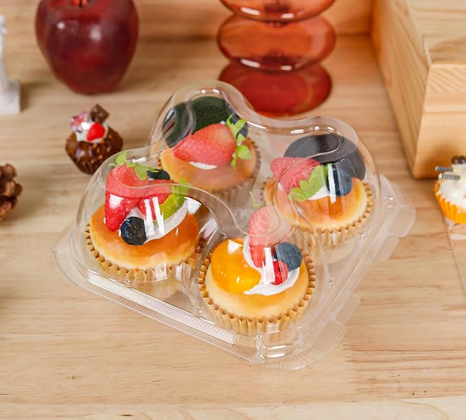 NPLUX 20 Pack 4 - Count Cupcake Containers for 80 Muffins | Compartment Holder, Connected Airtight Lid, Boxes, Cupcakes, Muffins, BPA Free, Standard Size
