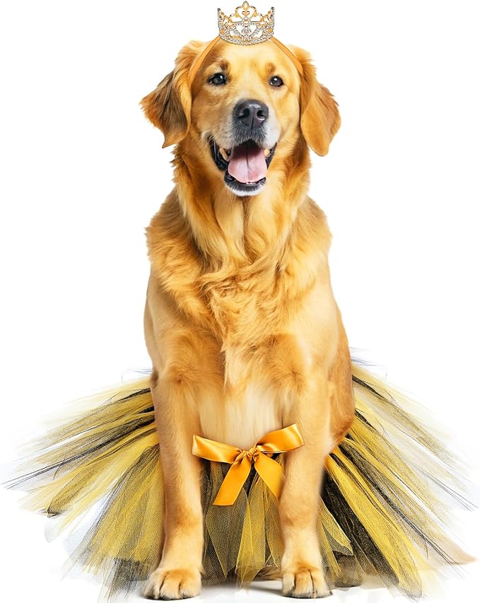 2 Pcs Dog Tutu Dress Set, Crown Headband, for Puppy Cats Bunny Pet