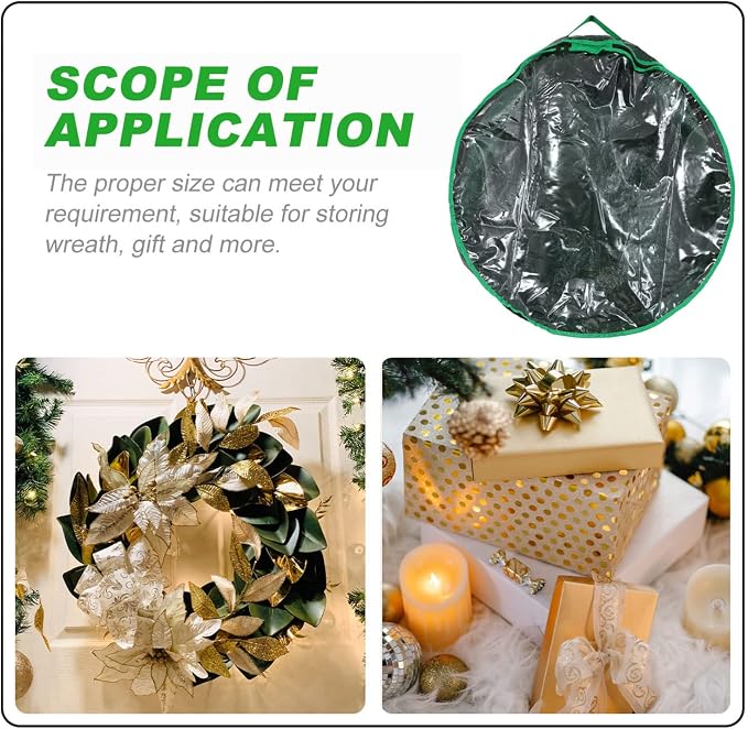Happyyami 1pc Storage Bag for Christmas Wreaths Festival Holder with Clear Window for Holiday Decoration and Storage Needs