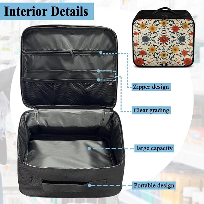 Empty First Aid Bag Flower Design Medical Bag Empty Large Capacity for Home Office and Travel Use Lightweight Washable Soft Fabric Organizational Pouch for Emergencies