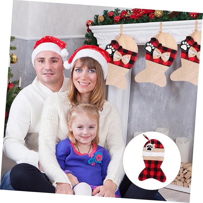 FRCOLOR Christmas Pet Stocking Gift Bag Holiday Present Pouch Festive Candy Storage for Gifts and Stocking Fillers Xmas Party Decoration
