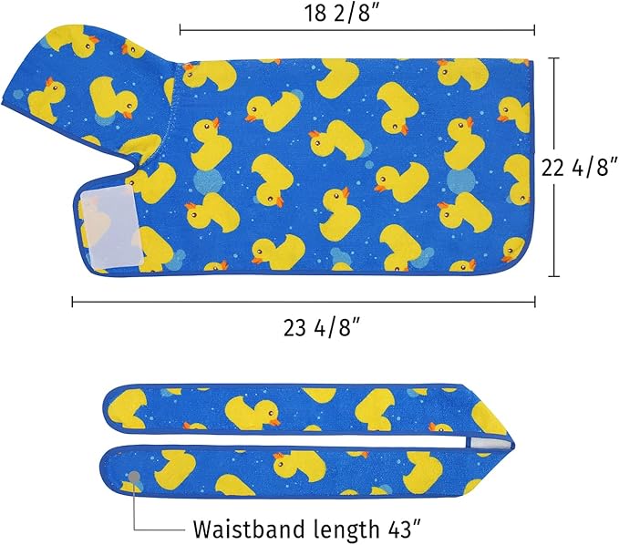 HDE Dog Bathrobe Super Absorbent Quick Drying Puppy Towel Wrap Coat Adjustable After Bath Robes with Hood for Dog Sizes S-XXL Blue Rubber Ducks S