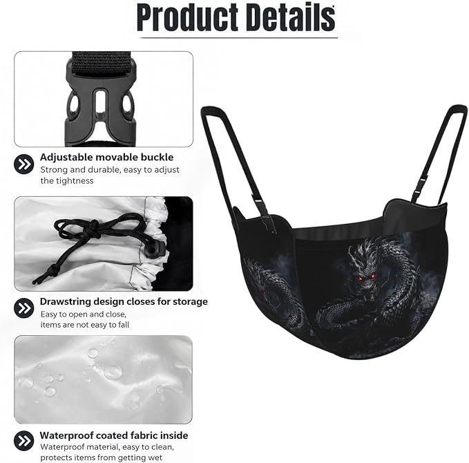 Black Dragon Car Seat Organizer-Backseat Storage Bag for Travel | Waterproof Durable. Holds Snacks Gear Essentials. Fits Most Cars.