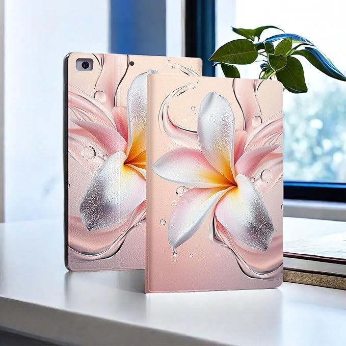 for Microsoft Surface Pro 11/10/9-13" 2024/2022 Tablet Case,Auto Wake/Sleep,Adjustable Stand Protective Cover - Pink White Frangipani