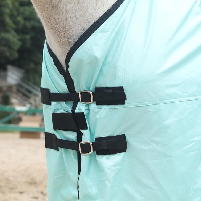 Horse Fly Sheet, Standard Neck Comfy Mesh Fly Sheet for Horses, Equine Summer Sheets UV-Protective Green 63
