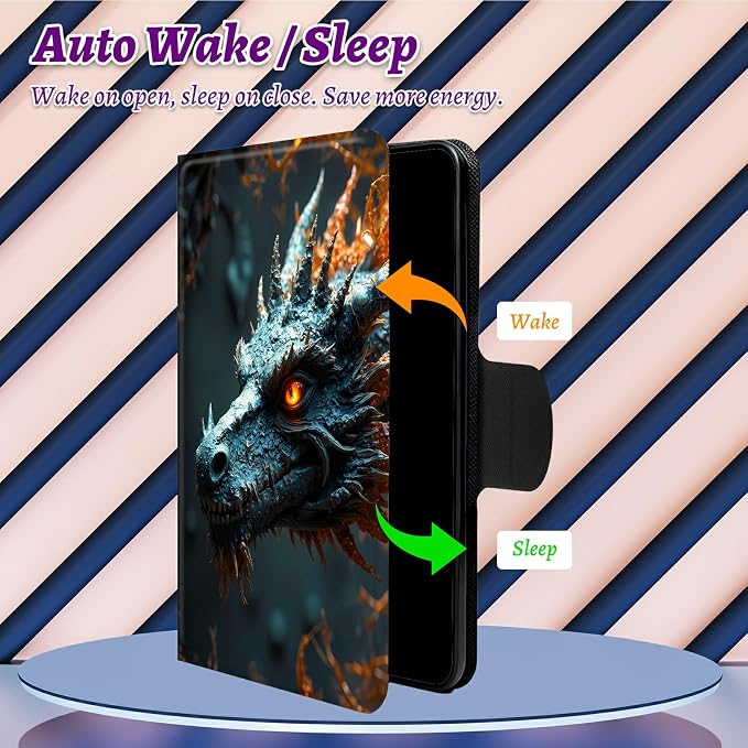 Rotating Handle Case for Samsung Galaxy Tab S6 Lite 10.4" 2024/2022/2020, 360 Degree Swivel Kickstand with Magnetic Closure Shockproof Leather Cover for Women Men, Forest Grey Dragon