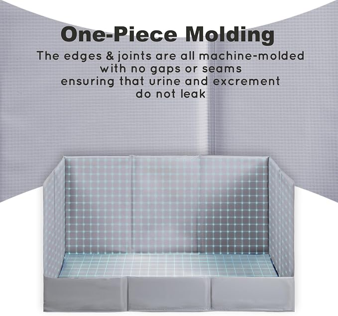 HQ4US 4LEGS Dog Litter Box Indoor High Walls, Puppy Pee Pad Holder Foldable | Dog Potty Tray, Large Dog Toilet with Clips, No Assembly,Waterproof, Easy Clean, No Spill, Seamless, Portable for Travel