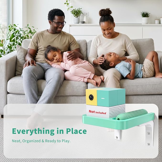 RIBOTS Wall Mounted Holder for Nex Playground Game System with Silicone Remote Case Cover, Wood Shelf for Console & Remote, 3-Step Easy Setup, Storage Organizer for Nex Playground Kids & Families