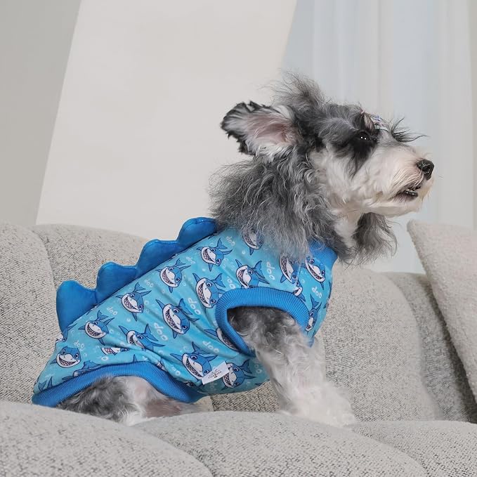 CuteBone Dinosaur Costume Dog Shirt, Stretchy Velvet T-Shirt Clothes for Small Dogs, Soft & Breathable Pet Tee Outfit Cat Apparel for Daily Wear, Cozy Pullover Design Puppy Fashion COSBX04S