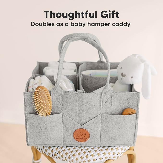 KeaBabies Baby Diaper Caddy Organizer with Handle, Portable (Classic Gray) | Baby Car Organizers and Storage for Nursery, Changing Table, Large Shower Gift Basket for New Mom Gifts & Boy Girl Registry