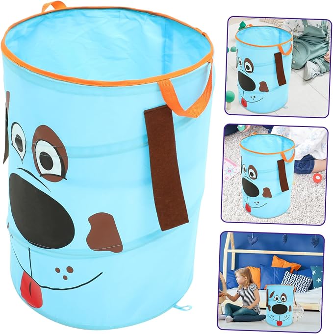 Cabilock 1pc Foldable Portable Storage Basket for Pets Sky- Organizer Handles for Toys Clothes Laundry Nursery Bedroom and Apartment Use