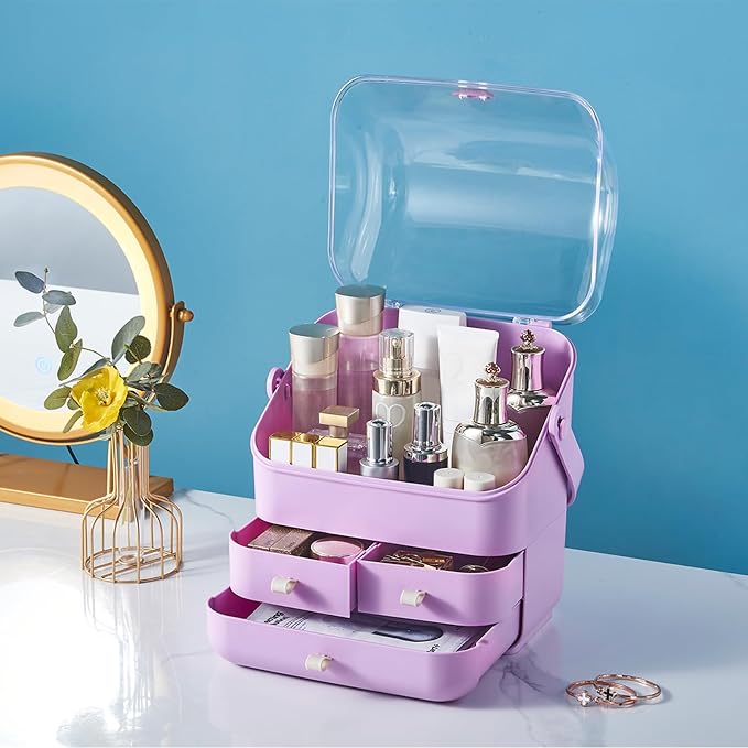SUNFICON Makeup Organizer Holder Cosmetic Storage Box and Cotton Pads Holder Organizer