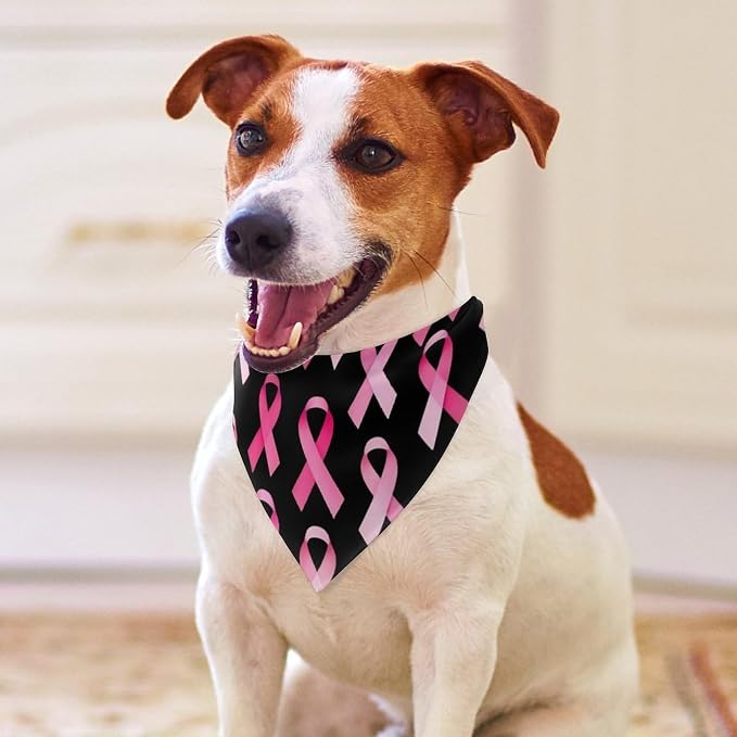 Soft and Lightweight Pet Accessories Scarf Breast Cancer Awareness Ribbons Pink for Small, Medium, Large Dogs and Cats Camping, Hiking, Casual Daily Use