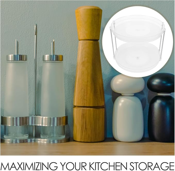 Tier Lazy Susan Turntable Organizer Pet Rotating Seasoning Rack | 360° Smooth Rotation, Medicine Cabinets and Bathroom Storage, Easy Clean