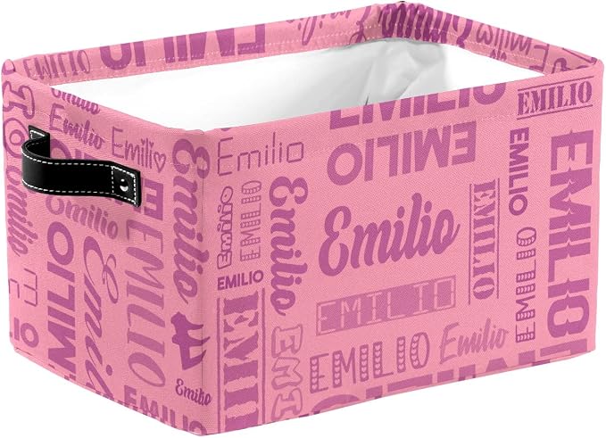 Personalized Toy Box Storage Bins for Boys Girls with Name, Kids Custom Storage Basket Cubes Organizer with Handles, Shelf Closet Storage Baskets Bin Customized Gift, 1 Pack