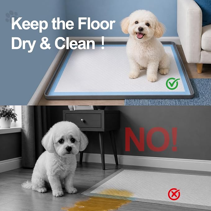 Dog Pee Pad Holder, Portable Leak-Proof Silicone Tray for Indoor Training | Fits Up to 24" x 24" Puppy Pads for Dogs, Easy to Clean Potty Mat for Floor Protection