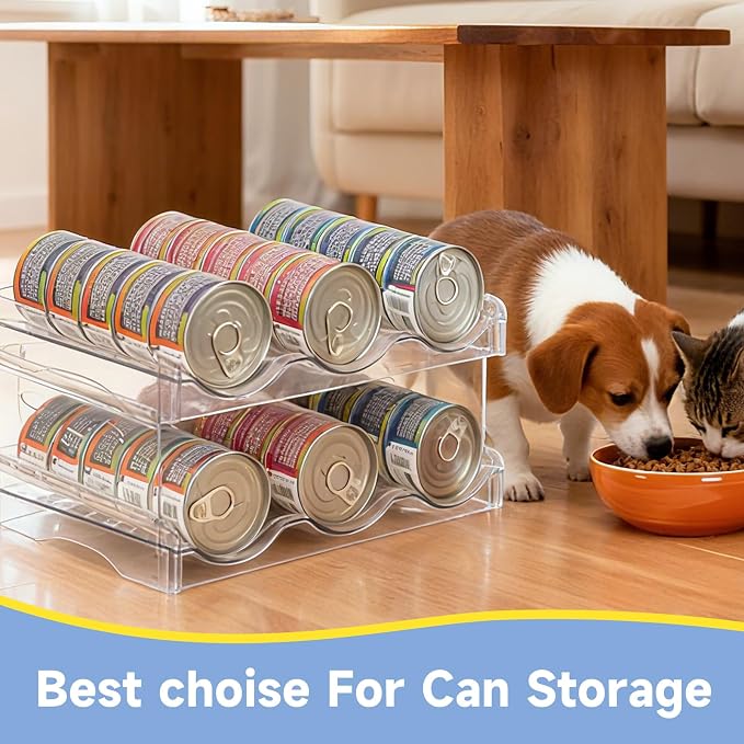 Cat Food Can Organizer 2-Tier Hold 36 Cans 3.5oz Transparent Cat Can Rack | Wet cat food storage rack suitable for kitchen cabinets and storage cabinet countertops,Suitable for multi size cans