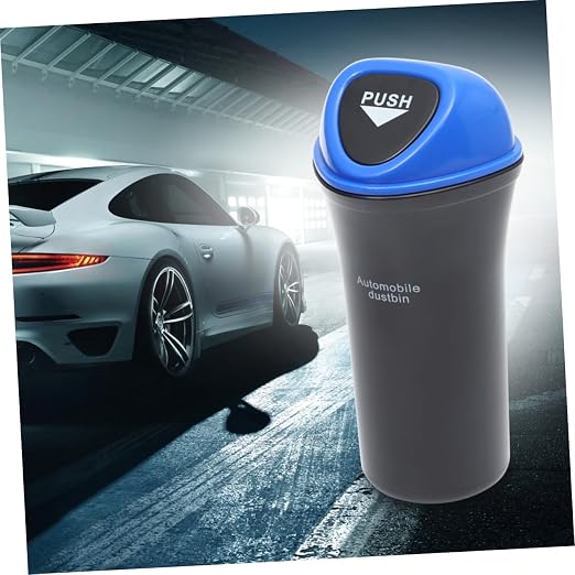 Healifty Portable Trash Can with Leakproof Cover Clip Auto Garbage Bin Organizer for Vehicle Storage Space Saving Blue Car Organizer for Snacks Supplies and Pet Food