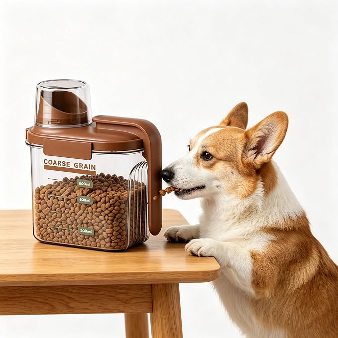 Sanitary Pet Bin with Sealed Cover and Break Design Good for Busy Households Portable Pet Food Carrier