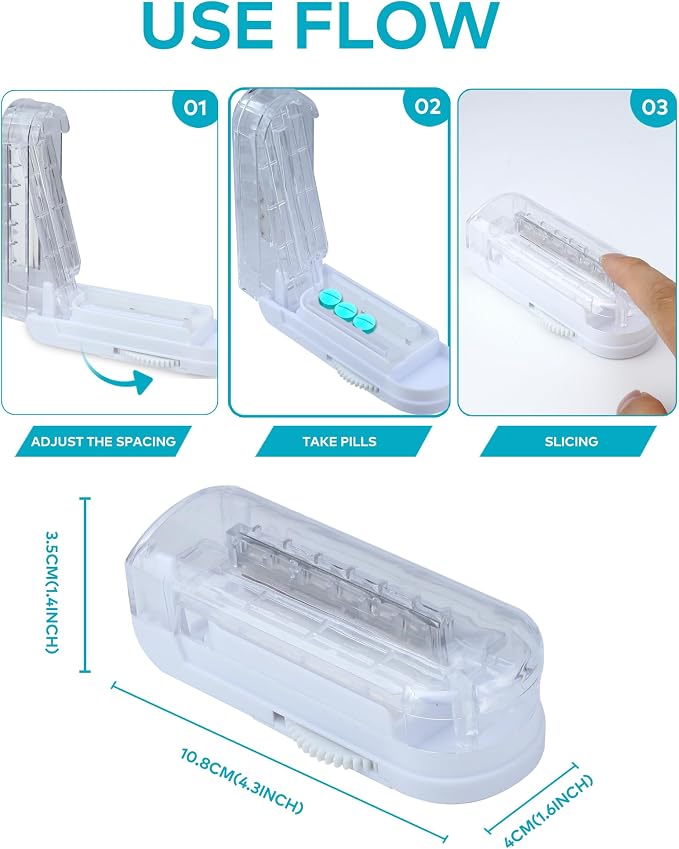 Adjustable Pill Cutter Splitter for Small and Tiny Pills, Larger Pills, Pill Splitter with Centering Device Accurately Cuts Multiple Pills a time,Tablet Cutter with Hidden Sharp Blade