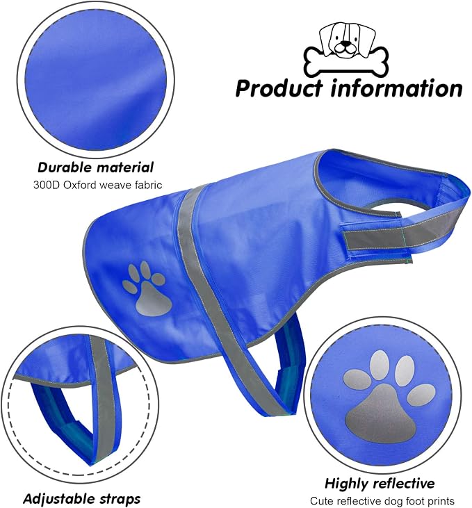 Geyoga 2 Pcs Reflective Dog Vest Adjustable Safety Vest,L,Pink, Blue | Pet High Visibility Apparel, Blaze Fluorescent, Dog Service Jacket Clothes Safeguard, for Hunting Outdoor Walking Night