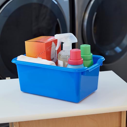 ECR4Kids Scoop Front Storage Bins, Multipurpose Organization, Blue, 10-Piece | Durable plastic, GREENGUARD Gold Certified, 1.2 gallon capacity, lightweight & nestable, built-in handle, classroom/home use