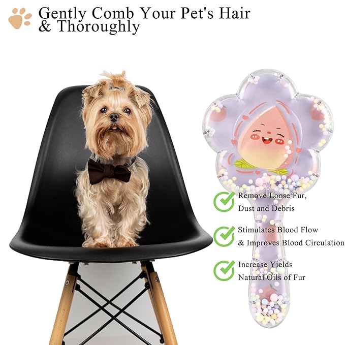Soft Dog Brush for Small Dogs | Gentle Puppy Brush for Yorkies, Shih Tzus, Maltipoos & Maltese | Pet Hair Removal Brush with Soft Bristles | Dog Brush for Shedding (Blue Peach）