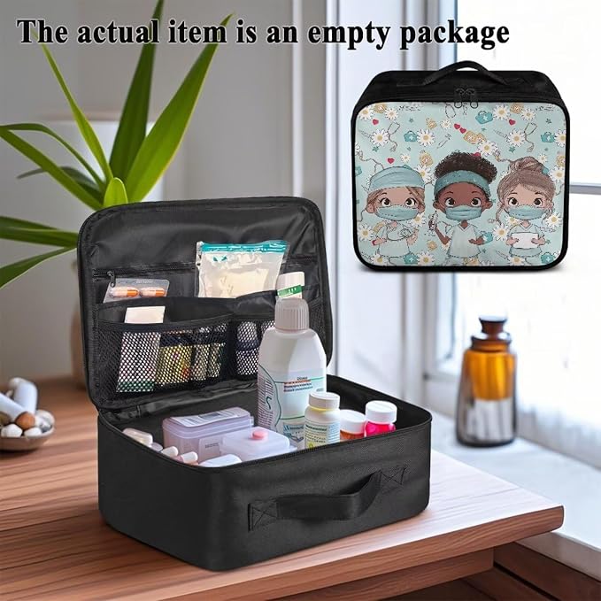 Empty First Aid Bag Nurse Blue Medical Bag Empty Large Capacity for Home Office and Travel Use Lightweight Washable Soft Fabric Organizational Pouch for Emergencies