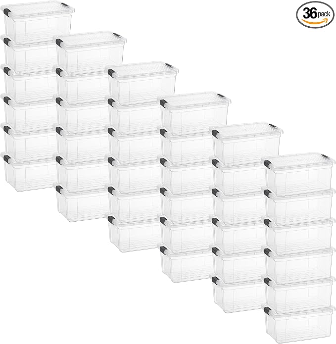 Superio 6.6 Quart Clear Plastic Storage Boxes with Lids, Stackable Organizer Containers, BPA-Free Storage Bins for Home, Office, School & Dorm, 36 Pack