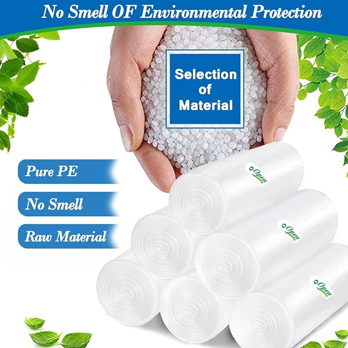 3 gallon Clear trash can liners,Small Garbage Bags 300,Extra Strong 2.6,3 Gal Trash Bag,Fit 10 liters trash Bin Liners for Home Office Kitchen （Clear 300）