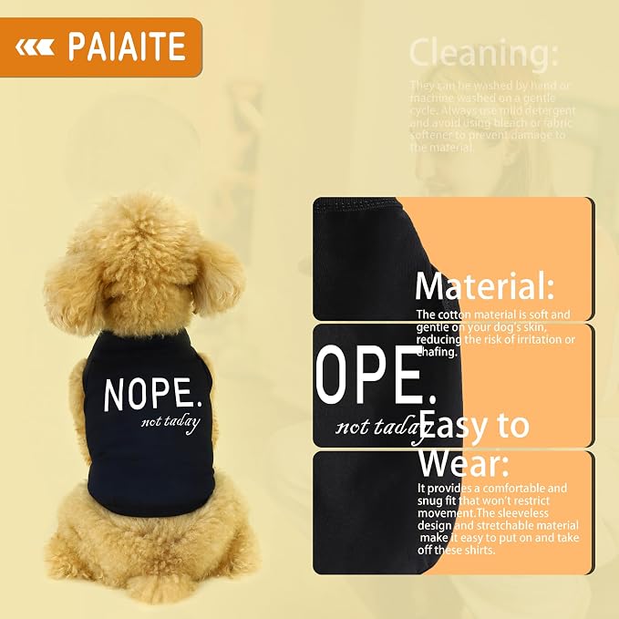 Discover Cozy Cotton Canine Wear: Soft, Lightweight, and Breathable Dog Shirt Vest with Eye-Catching Graphics(Nope not Today), Keeping Your Furry Friend Warm and Comfy! Black XXL