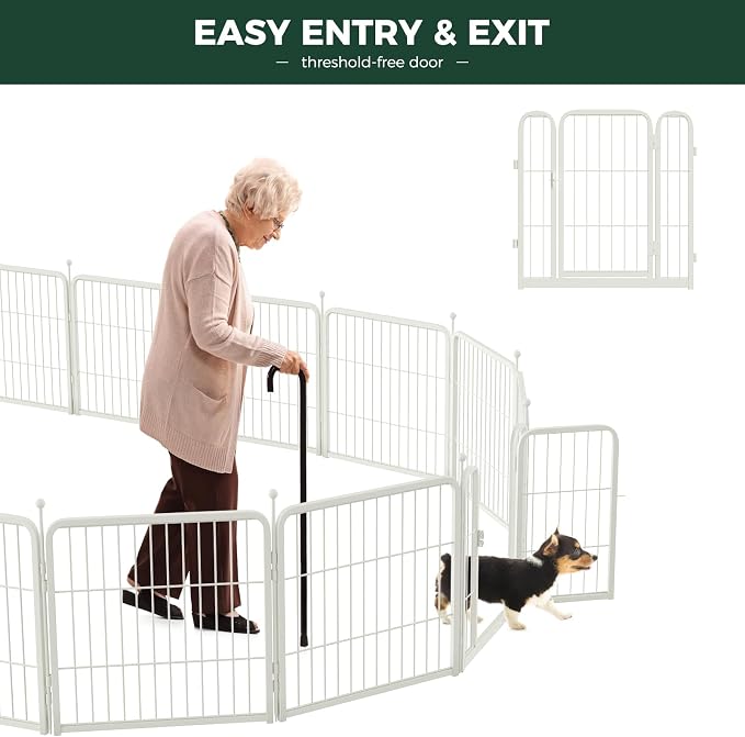 FXW Rollick Dog Playpen, Indoor, Yard & RV Camping, 24" H, 16 Panels | Easy setup, Heavy-duty, DIY layouts, Walk-through gate, for Puppies & Small Dogs, Patented