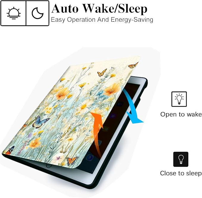 for Microsoft Surface Pro X/Pro X Plus-13 2019/2020/2021/2024 Tablet Case,Auto Wake/Sleep,Adjustable Stand Protective Cover - Flower Butterfly