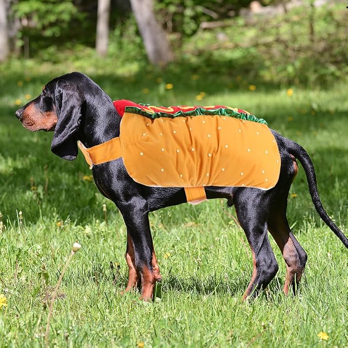 Hot Dog Pet Costume XL, Dog Cat Halloween Hamburger Costume Clothes | Festival Cosplay Apparel for Dogs and Cats, Comfortable Warm Festival Pet Outfit for Holiday Party Decor, Photography Props