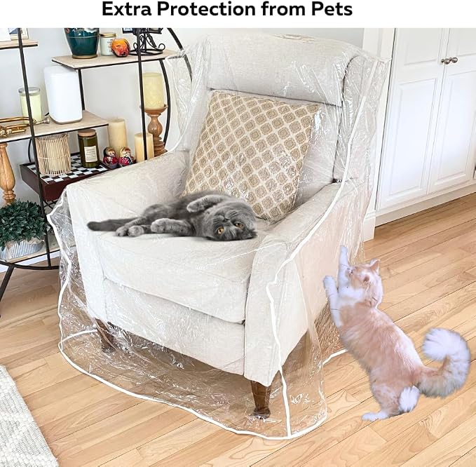 Evelots 2-Pack Clear Vinyl Recliner Covers, Spill-Resistant Protectors | Shields Furniture From Pet Claws, Stains, Dust and Spills, With a Durable Waterproof Design for Everyday Use or Home Storage.