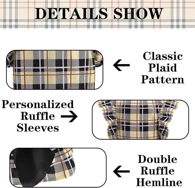 Classic Plaid Dog Dress for Small Dogs and Puppies,Puppy Costumes Pet Clothes Holiday Girl Dogs Shirt, Party Dog Vest Dresses Cat Apparel Sweater Warm Skirt