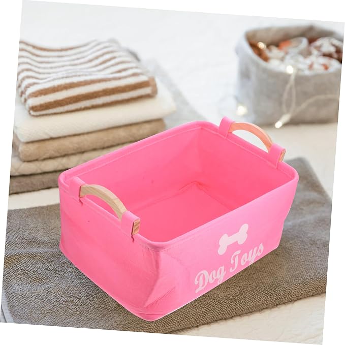 PRETYZOOM Pet Storage Organizer Basket Cute Cartoon Design Versatile Storage Case for Toys Clothes Sundries Felt Material Capacity Portable Carry Handle Stylish Home Decor