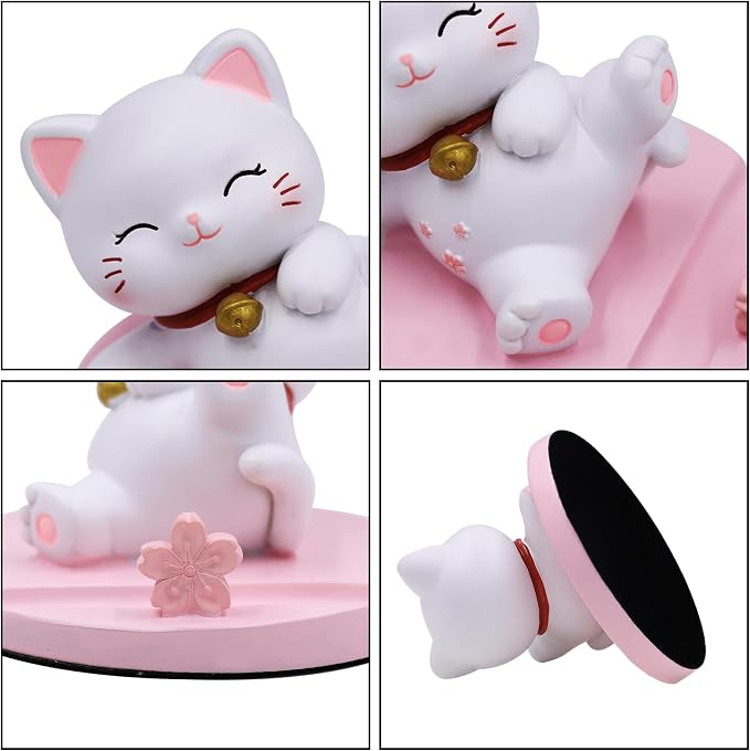 Cute Cat Phone Holder Desk Ornament Kawaii Phone Stand Universal Desk Phone Stand for All Mobile Smartphones Tablets