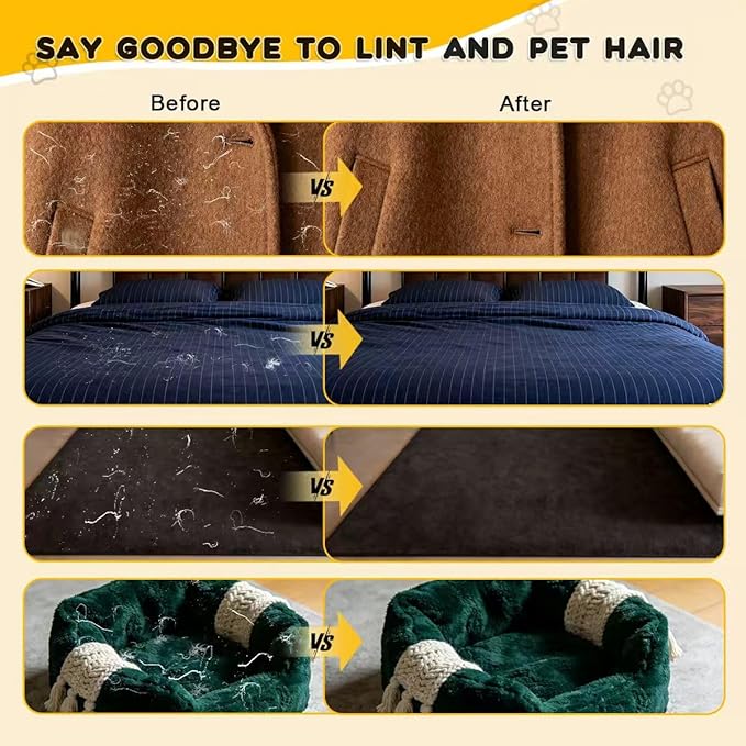 Electrostatic Pet Hair Removal Gloves: Quick Wiping - Reusable & Washable for Sofa Clothing Pet Beds Effortless Cats & Dogs Hair Remover for Busy Pet Owners (4pcs-Black)